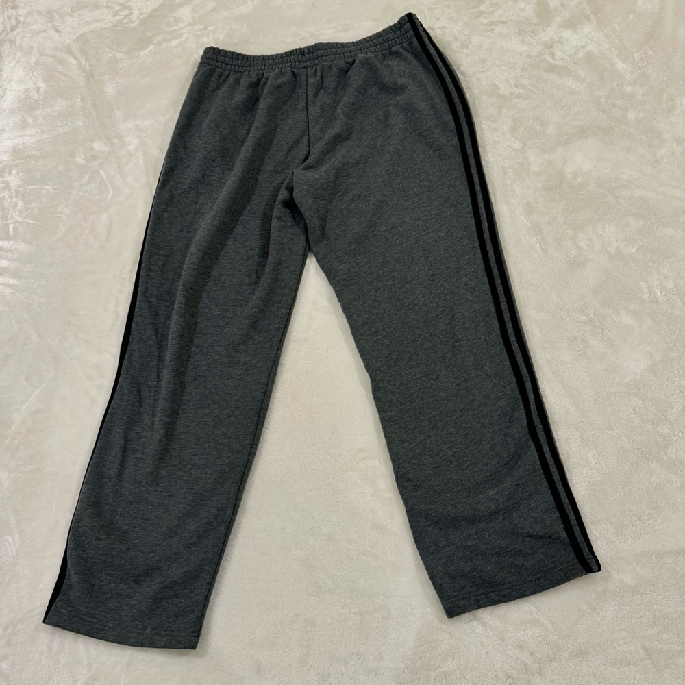 Adidas men’s lounge sweatpants with three stripe grey and black size XL